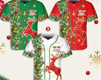 Kersttrui gepersonaliseerde jersey Merry Christmas-shirt honkbal kerst familie kerstshirt aangepast honkbalshirt vakantie jersey