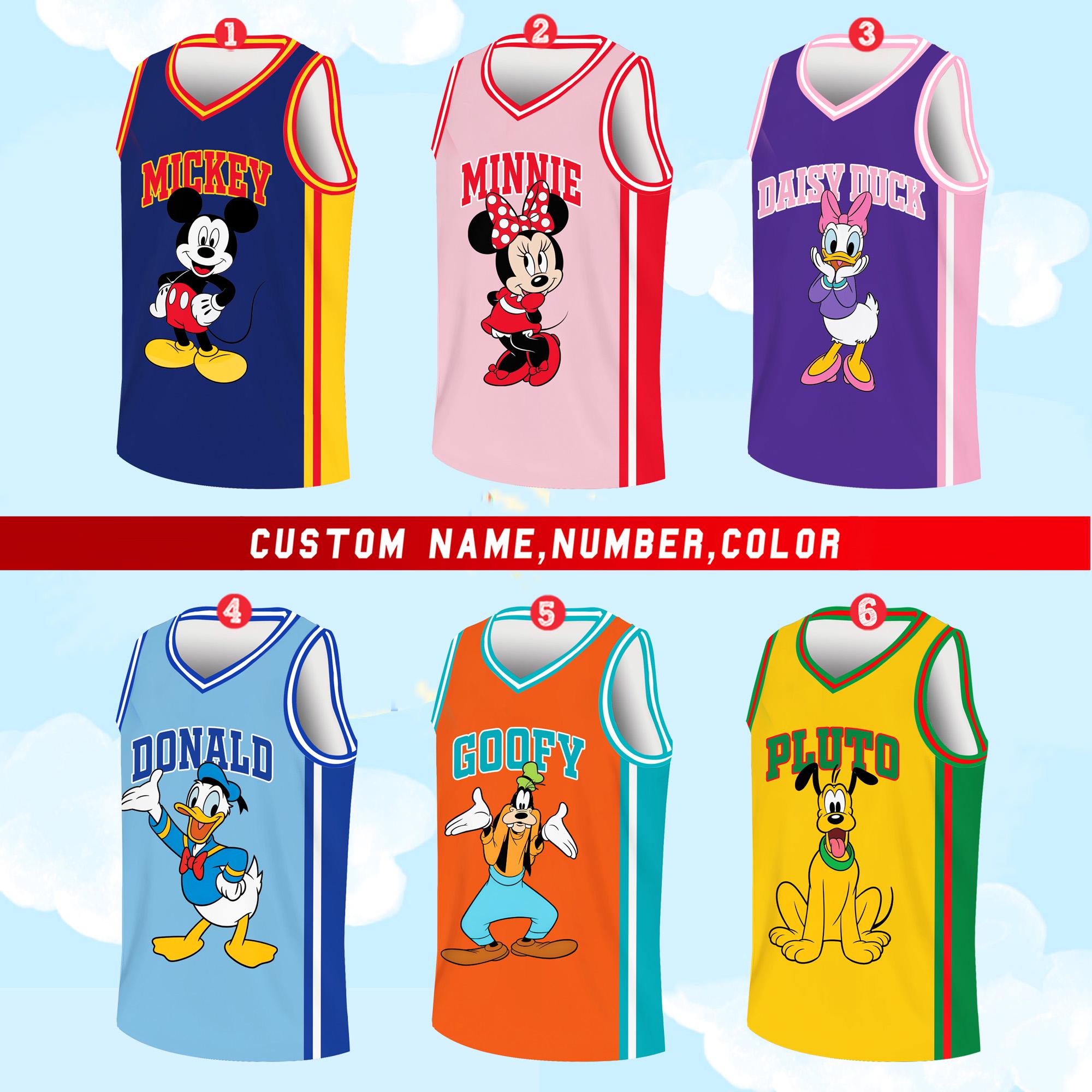 Discover Personalized Mickey and Friends Basketball Jersey, Custom Name Number Disney Kids Basketball Jersey, Disney Basketball Team Jersey