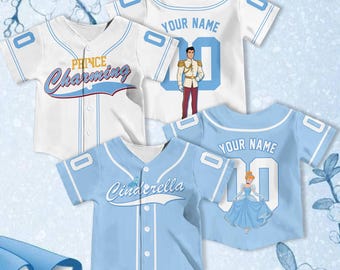 Cinderella Baseball Shirt, Prince Charming Shirt, Personalized Disney Shirt, Custom Name Shirt, Kids Birthday Shirt, Family Matching Shirt