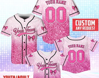 Custom Baseball Jersey, Personalized Team Name And Number Baseball Jersey, Matching Team Jersey, Glitter Baseball Jersey(Not Glitter Fabric)