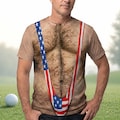 Funny Patriotic Mankini T-Shirt for Men, 3D Hairy Body Swimsuit Print Tee, USA Flag Costume Shirt, 4th of July Gag Gift product logo