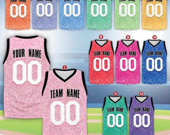 Maglia da basket personalizzata, maglia da basket personalizzata con nome e numero della squadra, maglia della squadra abbinata, maglia glitterata (non in tessuto glitterato)