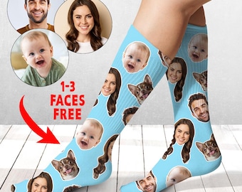 Benutzerdefinierte Gesichtssocken, personalisierte Foto Socken, Bildersocken, Gesicht auf Socken, individuelles lustiges Fotogeschenk für sie, ihn oder beste Freunde