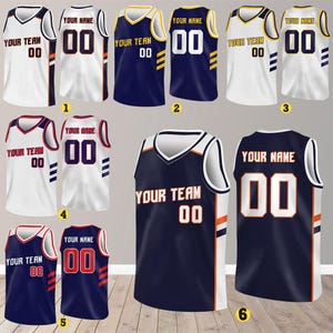 Camiseta de baloncesto personalizada, nombre y número de equipo personalizados, camiseta de baloncesto, camiseta de equipo a juego, crea tu propia camiseta de baloncesto