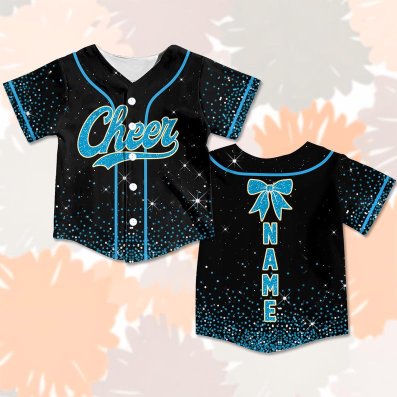 Glitter Cheer Baseball Jersey, Custom Name Personalized Shirt ...