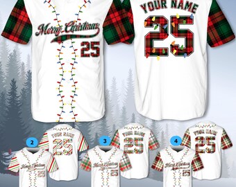 Weihnachten Jersey personalisierte Jersey Frohe Weihnachten Shirt Baseball Weihnachten Familie Weihnachten Shirt Benutzerdefinierte Baseball Shirt Urlaub Jersey