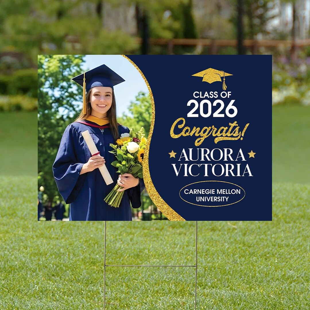 Custom Graduation Yard Sign With Photo, Personalized Senior 2026 Lawn ...