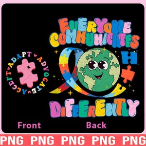 Iedereen communiceert anders png, autisme png, leraar cadeau shirt png, autisme bewustzijn, shirt autisme leraar, T-shirt autisme maand
