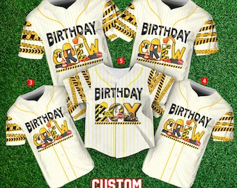 Personlig basebolltröja för barn, födelsedagströja för byggarbetare, anpassad barnoutfit med namn och ålder, byggartema-tröja