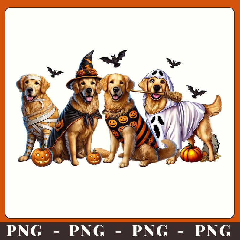 Halloween Dog PNG Bundle – Cute Golden Retriever Clipart, Ghost Dog ...