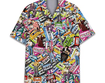 Retro 80s Pop Art Hawaiian Shirt for Men Women Youth, Neon
