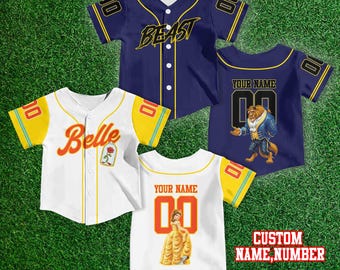 Personalized Belle and Beast Jersey, Kids Custom Name and Number Shirt, Disney Family Matching Disney Shirt, Beauty and the Beast Fans