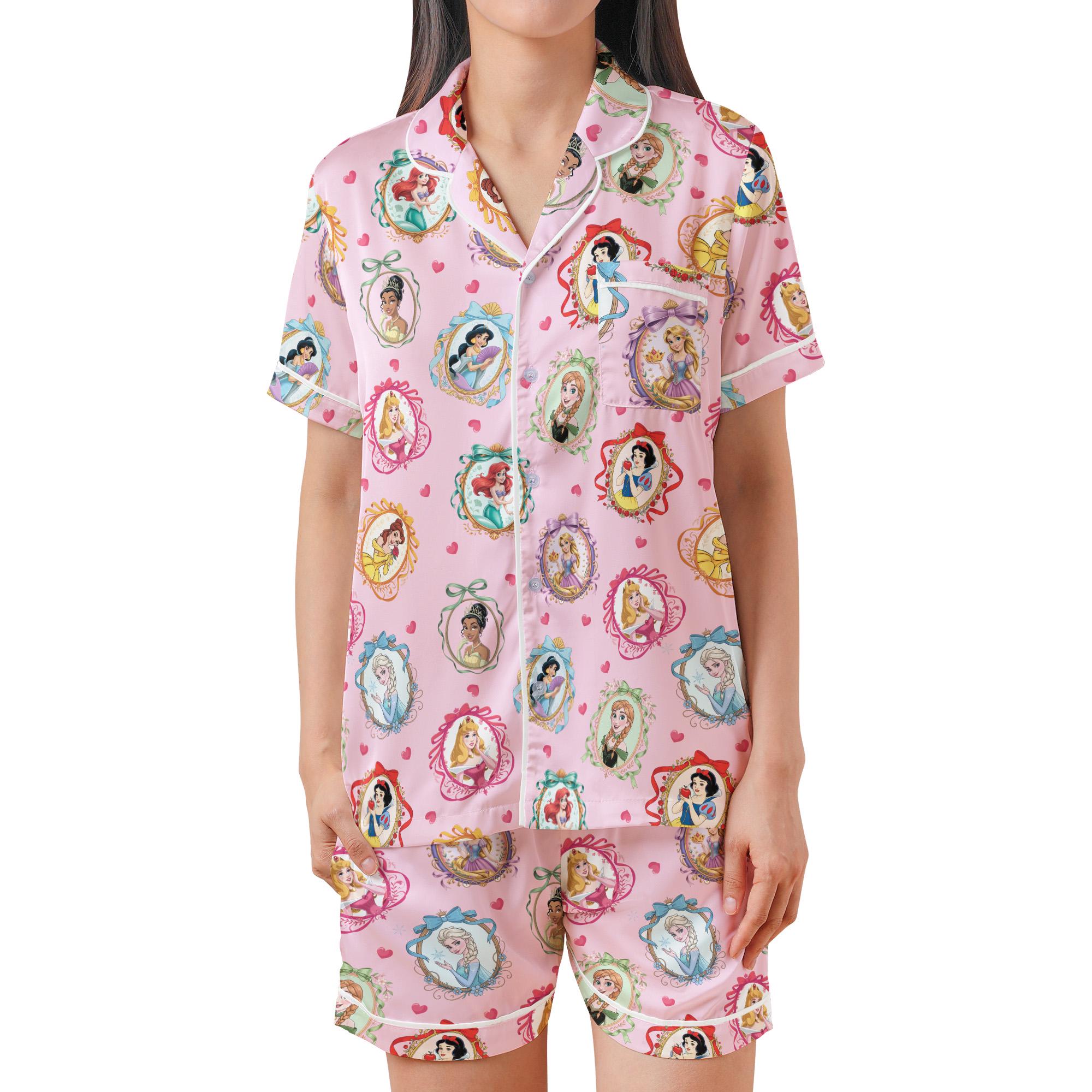 Disney Princess Long Short Satin Pajama Set, Mommy and Kids Matching ...