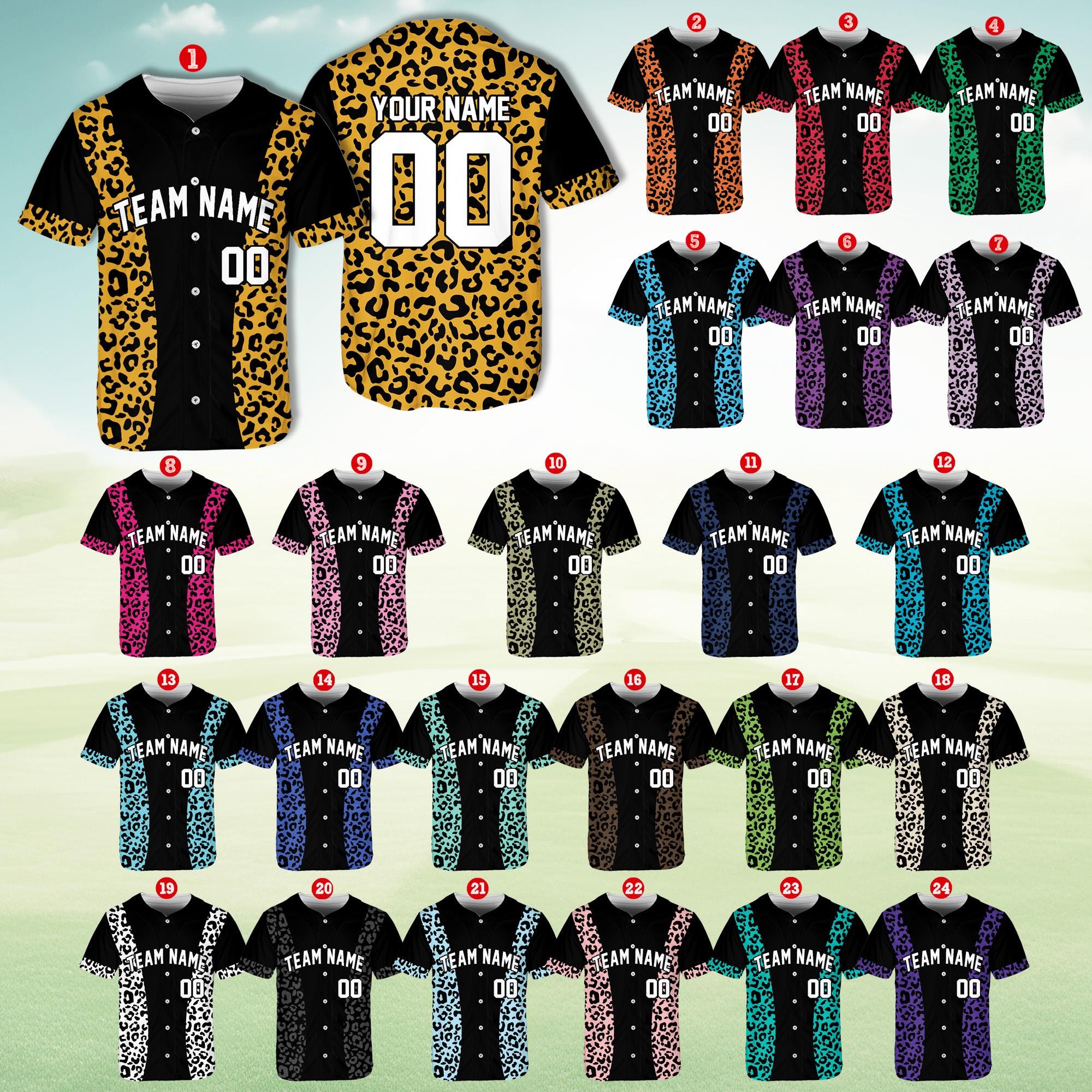 Custom Leopard Baseball Jersey - Personalized Animal Print Team