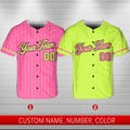 Custom Neon Baseball Jersey, Personalized Team Shirt, Bright Pinstripe Sports Jersey, Custom Name & Number, Softball Game Day Uniform