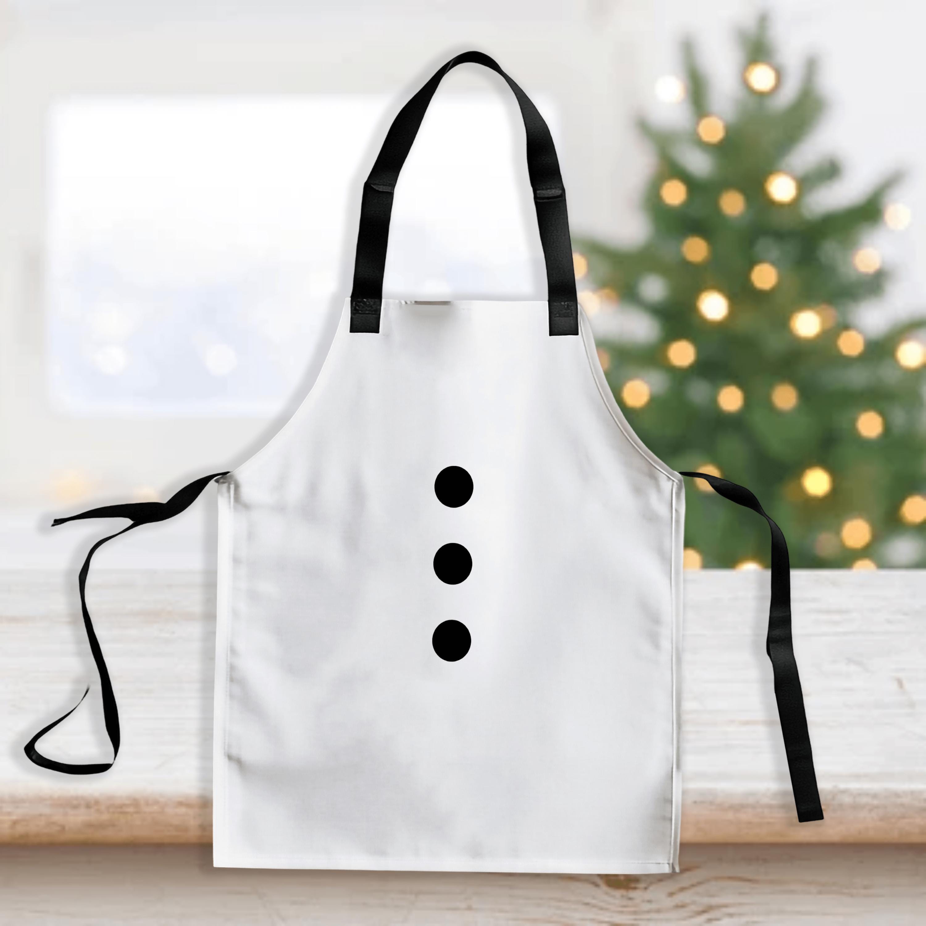 Kerstmis schort, leuk schort voor tijdens de Kerst, met Sneeuwpop opdruk