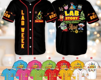 Personalized Lab Week Baseball Jersey for Teachers Students, Custom Science Lab Story Shirt with Name, Lab Week 2026 Gift
