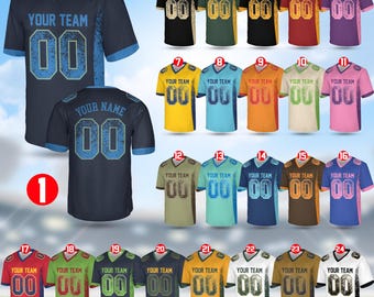 Camiseta de manga corta con cuello en V, nombre y número de equipo personalizados, equipo de fútbol personalizado, camiseta de fútbol personalizada, camiseta de fútbol