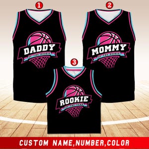 Personalized Daddy Mommy Of The Rookie Basketball Jersey, Custom Name Number Rookie Family Basketball Shirt,Rookie Of The Year Birthday Boy