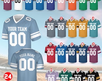 Camiseta de manga corta con cuello en V, nombre y número de equipo personalizados, equipo de fútbol personalizado, camiseta de fútbol personalizada, camiseta de fútbol