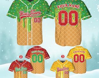 Vrolijk kerstfeest honkbaltrui 25 december aangepaste jersey grappig kerstshirt rood groen vakantie honkbaloutfit uniek kerstcadeau