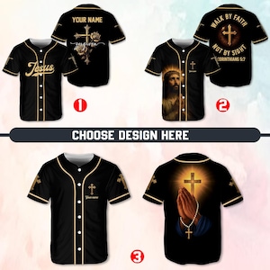 Custom Jesus Baseball Jersey, Walk By Faith Not By Sight Jersey,Personalized Cross Shirt,Christian Baseball Shirt,Custom Name & Number Shirt