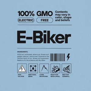 Fun T-Shirt for 100% E-Biker - Mountain Biker Electric Biker - Men's Shirt - Sport TShirt Gift Boy Child - Electric Bicycle MTB Summer