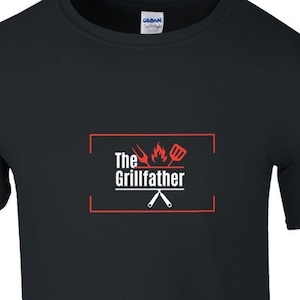 Cool T-Shirt The Grillfather - Men's Shirt with Round Neck - Gift for Man - TShirt Godfather of Grill - Grill Master Grilling