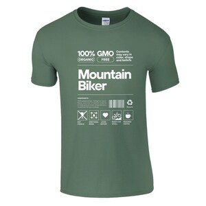 Fun Mountain Biker T-Shirt, Mountain Bike Graphic Tee, Cycling Enthusiast Shirt, Outdoor Adventure Apparel, Trail Riding Gift Military Green