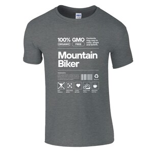 Fun Mountain Biker T-Shirt, Mountain Bike Graphic Tee, Cycling Enthusiast Shirt, Outdoor Adventure Apparel, Trail Riding Gift Graphite Heather