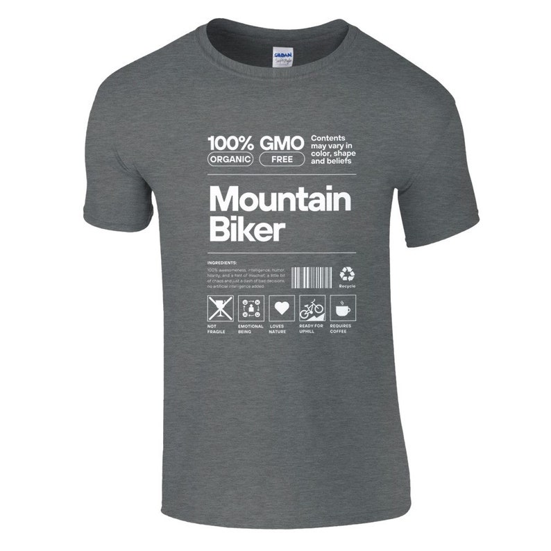 Fun Mountain Biker T-Shirt, Mountain Bike Graphic Tee, Cycling Enthusiast Shirt, Outdoor Adventure Apparel, Trail Riding Gift Graphite Heather