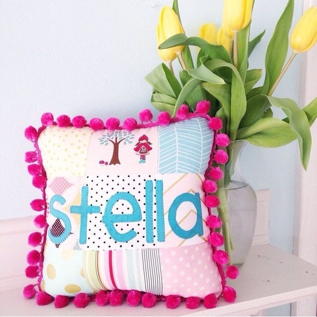 Custom Patchwork Name Pillows Etsy