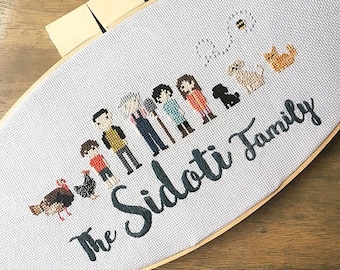 Custom cross stitch family portrait