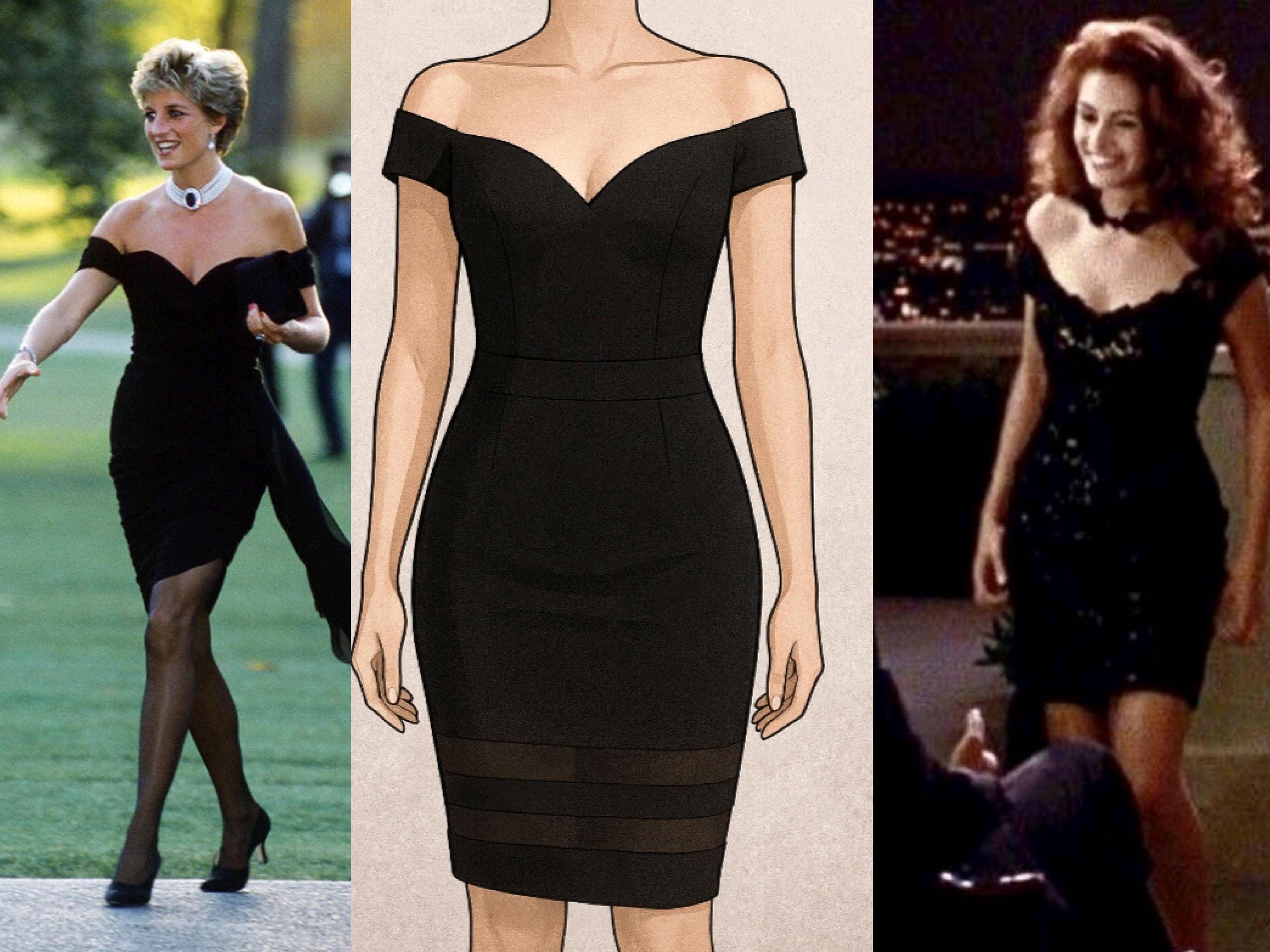 diana off shoulder dress Lady Amelia Evokes Diana's 'Revenge Dress' for Fashion Awards 2024