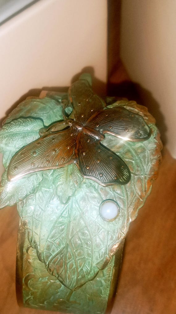 Rustic Floral Structured Butterfly Cuff Bracelet … - image 5