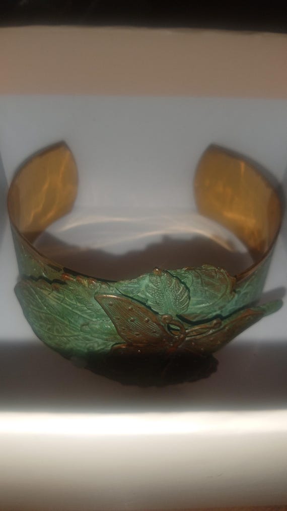 Rustic Floral Structured Butterfly Cuff Bracelet … - image 9