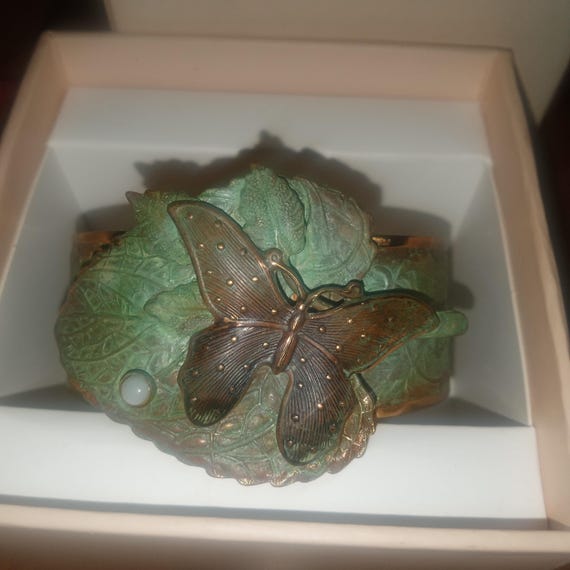 Rustic Floral Structured Butterfly Cuff Bracelet … - image 3