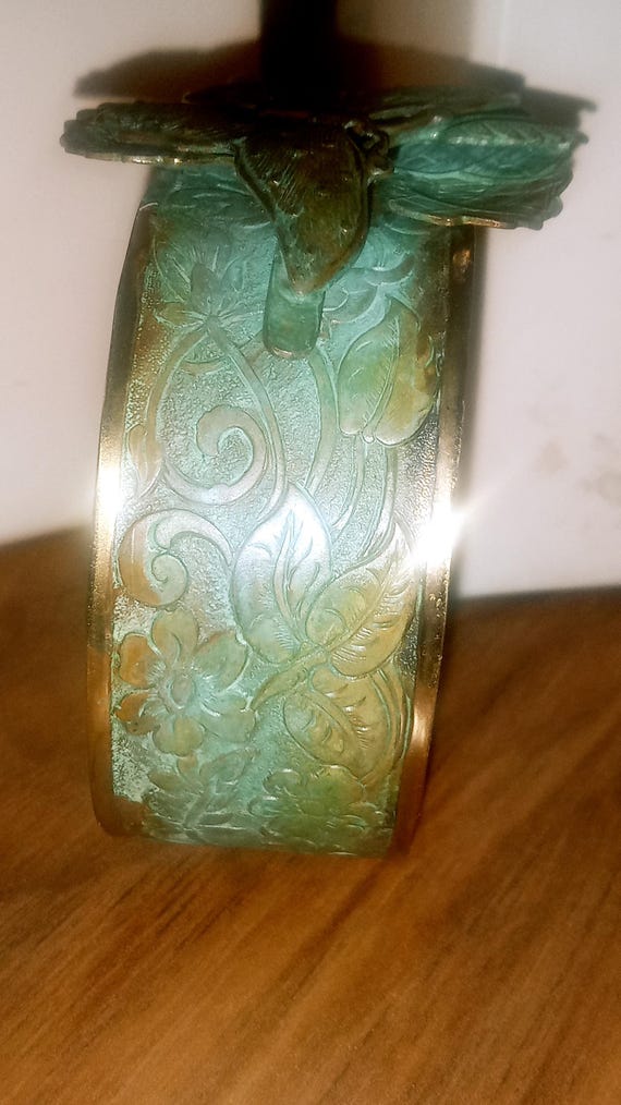 Rustic Floral Structured Butterfly Cuff Bracelet … - image 6