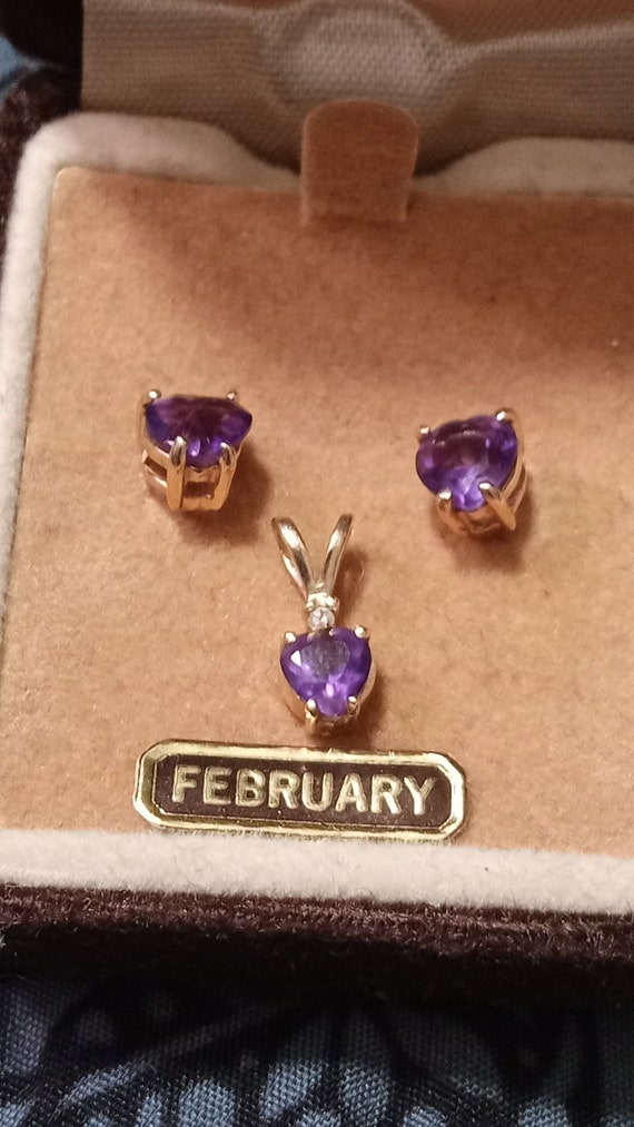 14k T&C Heart shaped Amethyst Pendant and matching