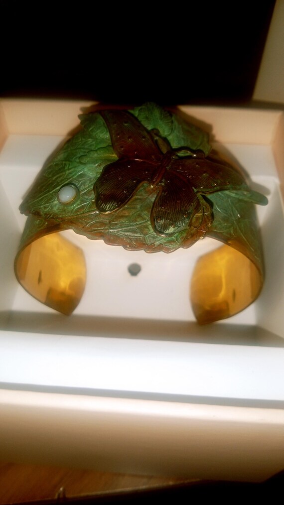 Rustic Floral Structured Butterfly Cuff Bracelet … - image 2