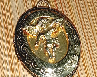 Cupid Photo Locket VTG Angel Cherub Pendant