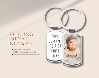 Personalized Photo Keychain: Custom Metal Keyring, Rectangle 40x28mm
