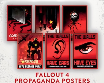 FALLOUT PROPAGANDA Posters | Red danger set of 6 posters | High resolution print files | COMMUNISM propaganda posters.