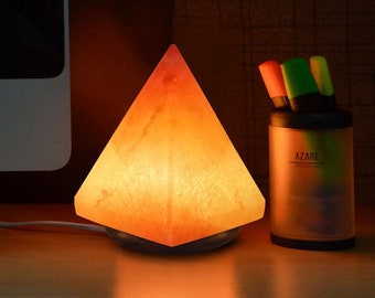 Hand Carved Pyramid Shape Himalayan Crystal Salt Lamp