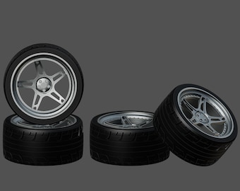 Forgiato Affilato Rodas Jantes Conjunto de pneus Resina 1/87 1/64 1/43 1/32 1/24 1/18 1/12 AUTOart Exoto Minichamps Norev Solido Tamiya Fujimi