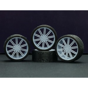 Vossen CV4 wheels and tires Set 1/87 1/64 1/43 1/32 1/24 1/18 1/12 AUTOart GMP Exoto Greenlight Minichamps Norev Solido Tamiya Fujimi