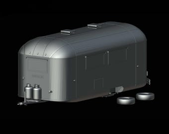Airstream Flying Cloud 19 pés Camper House (1953-1954) — Kit de modelo de carro em escala 1/87, 1/64, 1/43, 1/32, 1/25, 1/24 e 1/18, impresso em resina.