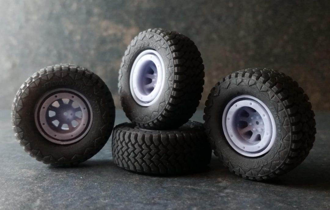 Wheels — Off-road V4 Rims and Tires Set — 1/87 1/64 1/43 1/32 1/24 1/18 ...
