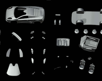 Lamborghini Calà Concept da Italdesign (1995) — Kit de modelo de carro em escala 1/87, 1/64, 1/43, 1/32, 1/25, 1/24 e 1/18, impresso em 3D em resina.