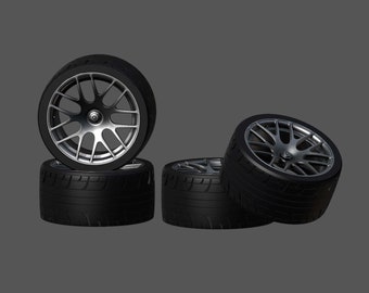 Rodas e pneus de resina Gemballa GRS-F1 1/87 1/64 1/43 1/32 1/24 1/18 1/12 AUTOart GMP Acme Greenlight Minichamps Norev Solido Tamiya Fujimi